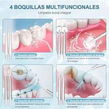 Irrigador Bucal Portátil Traje Limpiador Dientes Eléctrico Quanna Con3 Modes & 4 Nozzle IPX7 impermeable Portable Design Extraíble y Lavable inalambrica USB recargable Capacidad - Multicolor - Ver 5