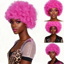 Perruque bouclée volumineuse, perruque afro synthétique courte, rétro années 70/80, boucles spiralées moelleuses, élastique et douce, apparence naturelle, convient pour le port quotidien, les fêtes d'Halloween, les événements sportifs, les concerts, le cosplay, le scientifique fou, l'artiste fou, le clown amusant, les tenues rock disco cool et uniques. Unisexe, plusieurs couleurs disponibles, excellent cadeau/décoration pour Noël, anniversaire, Thanksgiving, facile pour les débutants. - Multicolore - Voir 17