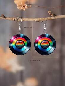 Hoa tai tiệc âm nhạc guitar và đĩa nhạc 2D nhiều màu sắc - Mặt dây chuyền hoạt hình bằng acrylic phong cách Bohemian, trang sức bền nhẹ, thích hợp cho buổi hòa nhạc, lễ hội, trang phục thường ngày - Món quà hoàn hảo cho những người yêu âm nhạc - Nhiều màu - Xem 4