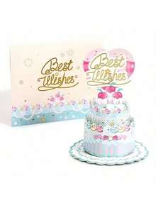 1 Piece 3D-Up Happy Birthday Card With Cake Topper - Personalized English Greeting Women, Men, Mom, Wife, Husband, Boy, Girl - Special Occasion Birthday Decoration Mailing Card - Multicolor - View 7