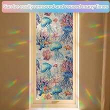 Stained Glass Window Film - Ocean Style, 3D Holographic Stickers For Home/Office Decor, Easy Apply & Reusable - As Pic - View 7