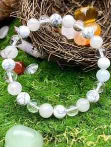 YAUKIA 1 Stück minimalistisches Armband aus Labradorit, Howlith und transparenten Glasperlen, Meditations- und spirituelles Heilungsarmband, Unisex Souvenir Geschenk - Verschiedenfarbig - Übersicht 2