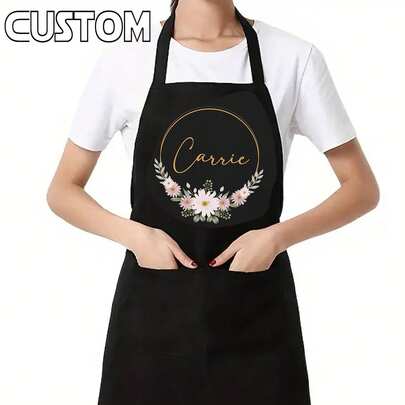 1pc Customized Kitchen Cooking Apron, Custom Profile/Name Print Apron - Personalized Cooking Apron, Custom Logo Apron, Chef Apron, Custom Name Apron, Gift For Bakers, BBQ Apron, Kitchen Apron, , Customize Apron Women, Custom Aprons With Logo, Customized Aprons With Pockets, Design Your Own Apron