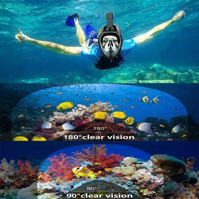 Face Snorkel Mask, Snorkel Mask, With Removable Snorkeling Holder, Collapsible. 180�� Field Of Vision Diving Mask, Ant...