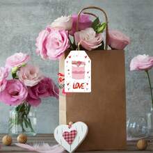 60pcs Valentine's Day Gift Wrap Tags, Happy Valentine's Day Tags With String, Gift Hanging Tags Wedding Greeting Cards For Valentine's Day Wedding Anniversary Party Decor - Multicolor - View 5