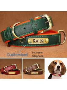 Personalized PU Leather Dog Collar Soft Comfortable Rubber Pad Custom ID Nameplate Pet Collar For Small Medium Sized Dogs Collar Ornamental Stylish,Contracted,Colorful,Cute,Cuties,Vintage Unique,Customized Christmas Decor,Dog Name/ID Tags Personalized,Personalized Dog Collars,Treasure Finds Ideal Gifts For Him Her,Family,Friends,Pet Lovers,Pet For Anniversaries,For Birthdays,For Christmas,For Housewarming,For Fall/Autumn/Winter,Customized Pet Collars, Leashes & Harnesses,Easy Comfort,Christmas Gift Supplies