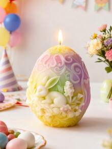 复活节兔子和彩蛋硅胶模具套装 3D 椭圆形/花朵兔子彩蛋/裂纹彩蛋 - 柔软有弹性，可重复使用，易于脱模 | 适用于 DIY 香薰蜡烛、石膏饰品、树脂艺术品 | 是复活节装饰、无焰香氛蜡和节日礼物的理想之选 - 白色 - 查看 2