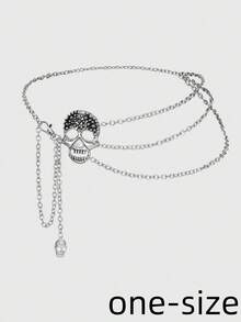 1 Peça Corrente de Esqueleto de Tamanho Grande para Mulheres - Esta Corrente de Várias Camadas apresenta um Design de Esqueleto e tem um Estilo Punk Hip-Hop. É Perfeita para Comemorações de Festas ou como Presente de Feriado. Adequada para Homens e Mulheres. Pode ser Usada como Acessório Diário.