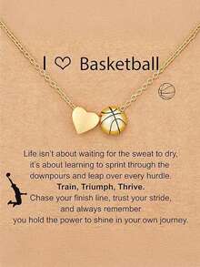 1件装垒球/足球/排球/篮球/足球项链，适合女孩和女士，运动配饰珠宝，送给爱人的礼物 - 金色 - 查看 8