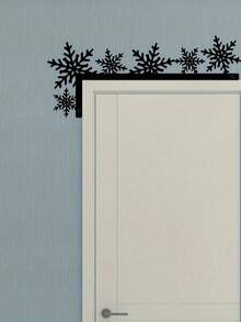 1件金属雪花门角装饰，墙面装饰，卧室客厅浴室门框装饰，艺术风格，现代圣诞装饰，壁挂式，室内使用，节日装饰 - 黑色B - 查看 3