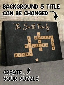 Catygift Customized Name - Instant Family Crossword Game Art - Personalized Framed Canvas Print (Not Celebrity Poster Wall Decor) - Christmas Gift For Family - As Shown - View 3