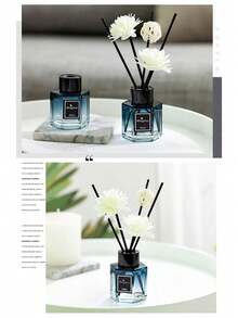 6-Piece Set (1 Fragrance Bottle + 3 Black Fiber Sticks + 2 White Flower Stems) Flameless Home Fragrance Kit, Long-Lasting Scent, Suitable For Bedroom, Bathroom And Living Room, Can Be Used For Aromatherapy, Air Freshening, Diffusing, Gifting And Home Decor - Various Scents - View 6