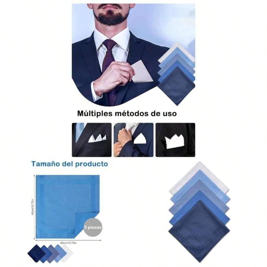 5 Piezas Pauelos Para Hombre, Ya Sea En Ocasiones De Negocios o De Ocio, Puede Usar Esta Bufanda Cuadrada De Bolsillo Para Hombres Como Accesorio General - inicial - Ver 1