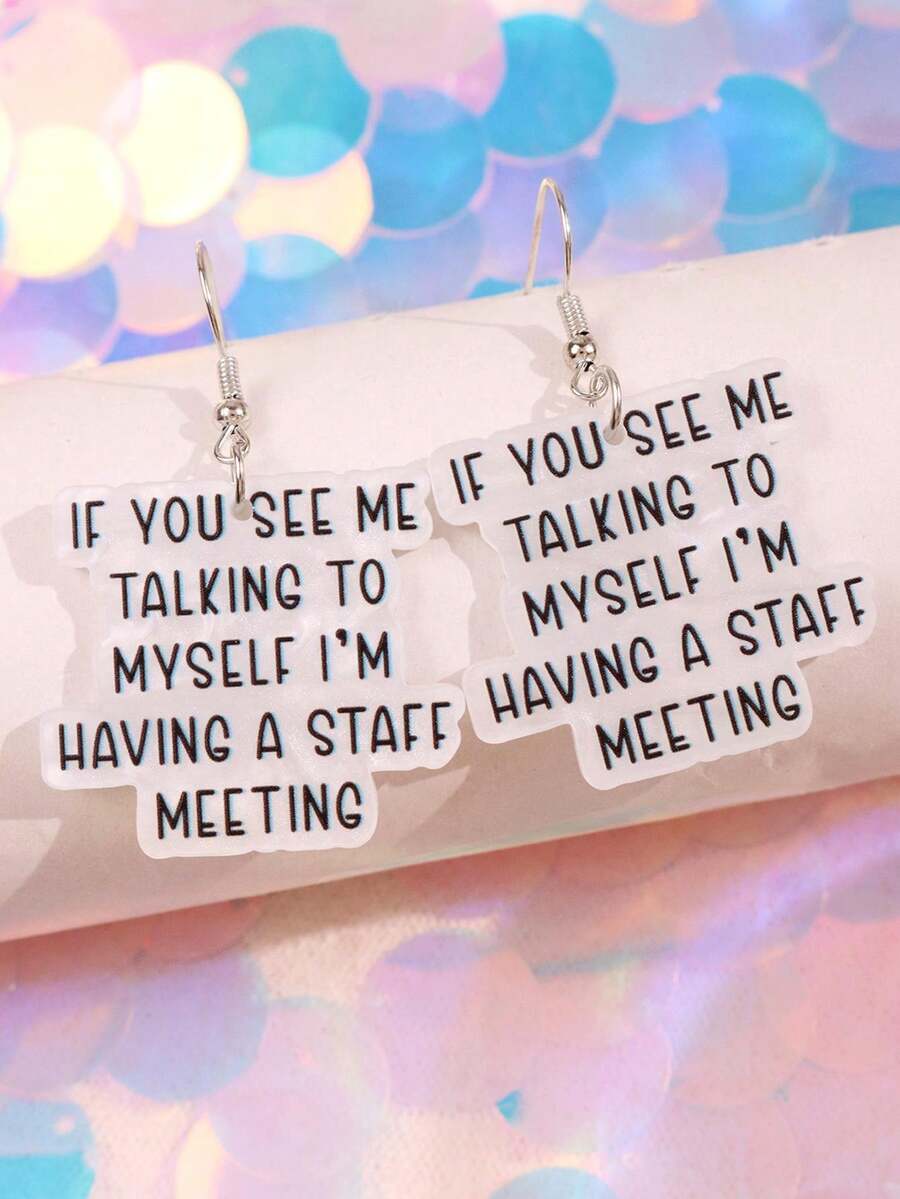 1 Cặp bông tai acrylic hình hoa và khẩu hiệu độc lập sáng tạo, độc đáo, hài hước, tinh tế, thanh lịch dành cho nữ, trang sức đeo hàng ngày - Nhiều màu - Xem 1