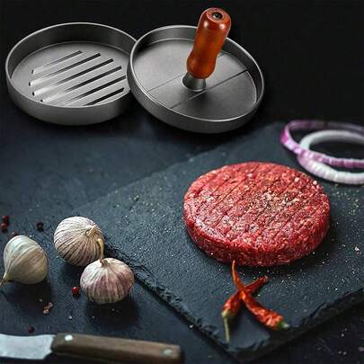 Prensa para hamburguesas - Fabricante de tartas de carne de hamburguesa antiadherente, apto para hamburguesas caseras, utensilios de cocina, con superficies texturizadas a rayas, regalo de Halloween y Navidad