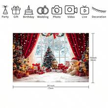 1 PC Christmas-Themed Decorative Hanging Cloth - Christmas Wonderland Snowman Background Cloth, Equipped With Red Curtains - Highly Suitable For Indoor Celebration Events, Photography Studio Shooting, And Holiday Gatherings. Indoor Party And Holiday Decoration Photography Background, Birthday Celebration Events,