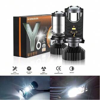 2个30000流明H4 LED汽车前大灯灯泡，6000K白光