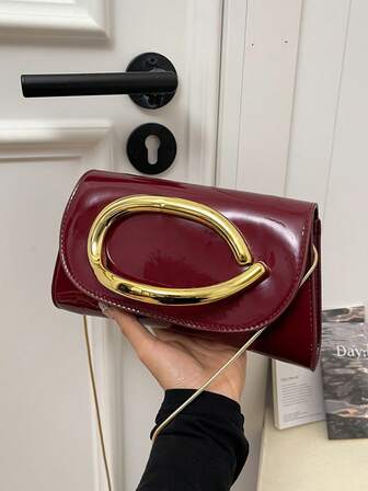 Vinröd kuvertväska i PU-läder - perfekt för alla hjärtans dag, bekväm och trendig handväska. Glänsande, lyxig, elegant och utsökt aftonväska för damer med avtagbar kedjerem för axel- eller crossbody-bärning. Lämplig för fester, galor, bröllop. Idealisk för kvinnor, högskolestudenter, unga yrkesverksamma. Accessoar 2025, mångsidig elegant outfit, prisvärd lyxkänsla.