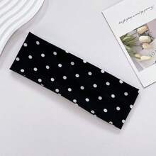 The New Polka Dot Yoga Headband Is Super Practical! The Elastic Fabric Fits The Shape Of Your Head Without Slipping, Absorbs Sweat Without Sticking To Your Face During Exercise, And Can Be Worn For Everyday Makeup Or Workouts. The Stylish Polka Dot Design Is Simple Yet Lively, Creating A  Look That Pairs Neatly With Sportswear And Adds Energy To Casual Outfits. Whether For Daily Outings Or Holiday Wear, It Easily Keeps Stray Hair In Place, Combining Both Style And Functionality.Women's Decorations, Christmas, Christmas Ornaments - 黑色 - 查看 2