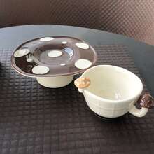 手工日式陶瓷蘑菇造型杯碟套装，手工彩绘釉面浮雕工艺，咖啡杯碟，早餐杯碟，甜点盘，适合日常使用，居家、餐厅、下午茶等场合，亦可作为礼品或节日礼物。 - 彩色 - 查看 5