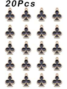 20/40Pcs 4 Styles Playing Card Charms Bulk Poker Charm Alloy Enamel Heart Rhombus Plum Blossom Charm Cute Red Black Charms For Jewelry Making DIY Craft - Multicolor - View 13