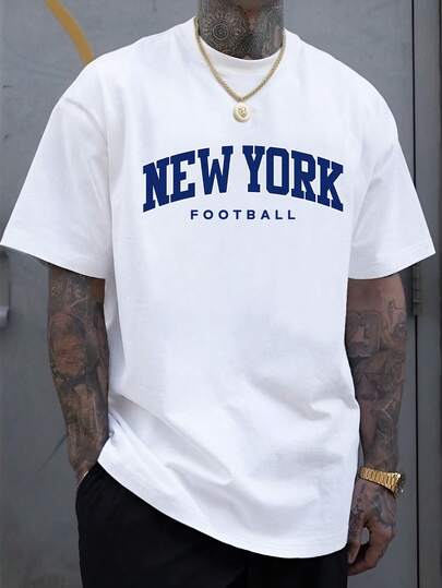 Suéteres de manga corta para hombre casual de verano de tejido de poliéster con estampado de alfabeto para adultos, fin de semana casual, ropa diaria