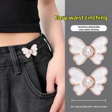 4pcs Butterfly Waist Cincher Jeans Buttons Adjustable Waist Tightener, No Piercing Invisible Buckle Decorative Buttons - Multicolor - View 13