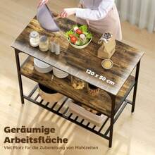 HOMCOM Baker's Shelf Kitchen Shelf, 3 Tiers, With Steel Frame, Rustic Brown And Black. - Rust Brown - View 4