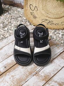 1 Pair New Kids Sandals, Infant Soft Bottom Shoes, Pearl Design, Outdoor Sports Casual Sandals - Black and White - View 5