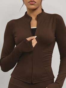 Soyun Women's Autumn/Winter Yoga Top & Flare Pants, Casual Homewear & Fitness Daily Wear - Coffee Brown - View 4