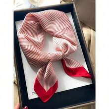 1pc Women's Printed Scarf Work Necktie Fashion Hairband 70 Square Satin Silk Headscarf Suitable For Business, Casual And Street Fashion Bandana,Hair Band,Head Band Ideal For Dressing Up Your Look - 紅色 - 查看 3