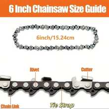 4pcs 6-Inch Replacement Saw Chain, Durable Chain For Handheld Portable Chainsaws, Suitable For Trimming Wood, Gardening, 6-Inch - Black - View 4