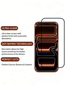 2片装屏幕保护膜,兼容 17/Air/17 Pro/17 Pro Max/16 Pro Max/15 Pro Max/14 Pro Max/13/12/11 Pro Max,丝网印刷黑色边框,9H防刮玻璃,高清钢化玻璃,易于安装 - 無色 - 查看 4