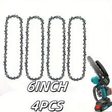 4pcs 6-Inch Replacement Saw Chain, Durable Chain For Handheld Portable Chainsaws, Suitable For Trimming Wood, Gardening, 6-Inch - Black - View 9