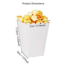 Hộp đựng bỏng ngô màu trắng (100/48/36/24/12 chiếc/1 chiếc), kích thước 2 x 4.5 x 3 inch, thích hợp trang trí cho đêm xem phim, Giáng sinh/Halloween. - trắng xanh - Xem 29
