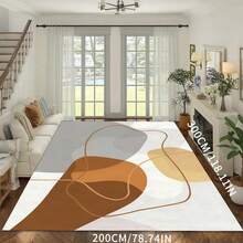 Modern Geometric Retro Pattern Rug - Polyester Fiber Backing Non-Slip Polyester Mat, Durable Home Decor Carpet, Washable Rug Suitable For Living Room, Bedroom, Dining Room And Kitchen