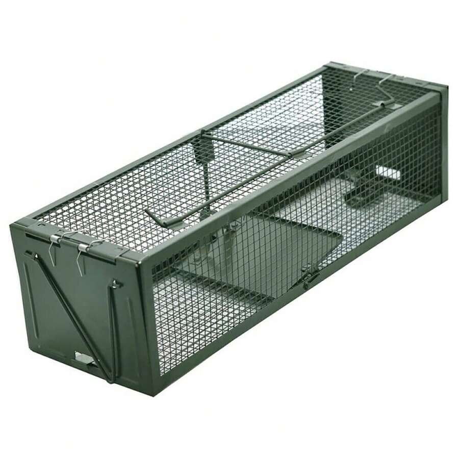 Trampa para ratas de doble puerta - acero duradero, 15x13x39.5cm, Efectiva para ratas astutas, No necesita electricidad, Control de plagas | Trampa de doble puerta | Construcción de metal, Trampa para ratas - Verde - Ver 1