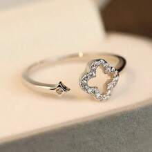 1pc Women's Stylish Basics Flower Hollow Open Ring,Suitable For Daily Wear Commuting School Parties Festival Celebrations Etc.