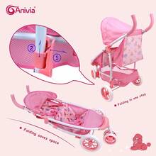 Anivia Brand Doll Stroller, Pretend Play Toy, 1 Set Foldable Doll Stroller Toy Suitable For Children 3+ Years Old, Fits 11-18 Inch Dolls, Can Be Used As Holiday, Christmas, And Birthday Gift. Doll Stroller With Quiet Wheels - Pink - View 5