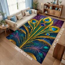 1 pièce Tapis de bain antidérapant à motif de plume de paon, tapis de cuisine antidérapant, convient pour la salle de bain, la cuisine extérieure, la décoration printanière de la maison
