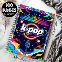 1pc K-Pop Spiral Notebook - Neon Pop Music Themed Diary With Vinyl ...