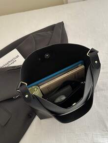 Nueva bolsa de tote de gran capacidad con estilo minimalista y bolsillo interno pequeño, adecuada para viajes, compras, ir al trabajo