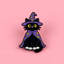 魔法猫珐琅胸针 - 可爱的徽章，可别在背包或衣服上，是送给母亲、父亲、毕业生和老师的理想礼物。 - 黑色 - 查看 6