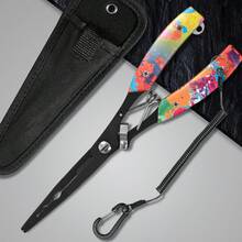 Set de instrumente de pescuit multifuncționale 6 în 1 din oțel inoxidabil - Clește de pescuit rezistent, clește de pescuit extra lung din titan negru anticoroziv antirugină, tăietor de fir, prindere pentru pește, mâner ergonomic antiderapant, echipament de pescuit durabil, portabil pentru camping, pescuit, uz în aer liber și casnic - alb - Vizualizare 4