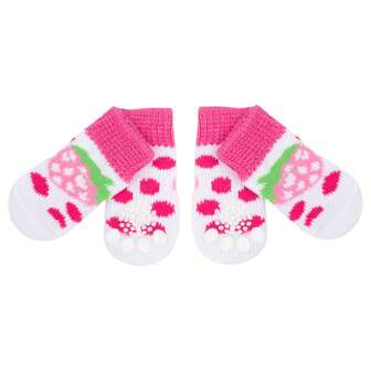 4 Stücke (1 Set) süße Haustier Hund Socken mit Muster, rutschfeste Katzen- und Hundeschuhe, kleine Hundepfotenschützer, geeignet für Spitz, Yorkshire Terrier, Chihuahua, Innenbereich, Sturzprävention