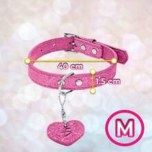 Collar Bling Forma Corazón Brillante Mascotas 40cm Tamaño M, collar para perro gato brillante, accesorios modernos para mascotas, diseño de corazón, collar tamaño mediano resistente - Rosa - Ver 3