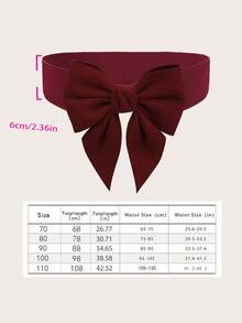 1pc Women's Bow Elastic Waist Belt, Casual Dress Accessory - Rum Red - View 5