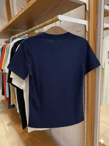 Women's T-Shirt "Coconut Iced" Vibrant Tropical Design 100% Cotton Streetwear Immediate Shipping - 藏蓝色 - 查看 2