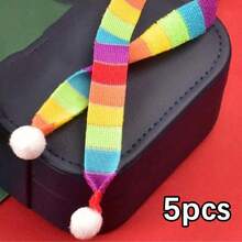 5pcs Christmas Mini Scarves, Red & White, Red & Green Striped Small Neck Warmer - Multicolor - View 12
