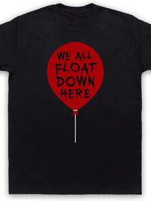 My Icon Art & Clothing IT We All Float Down Here Red Balloon Pennywise Clown Mens T-Shirt Fashion T-Shirt - màu đen - Xem 1